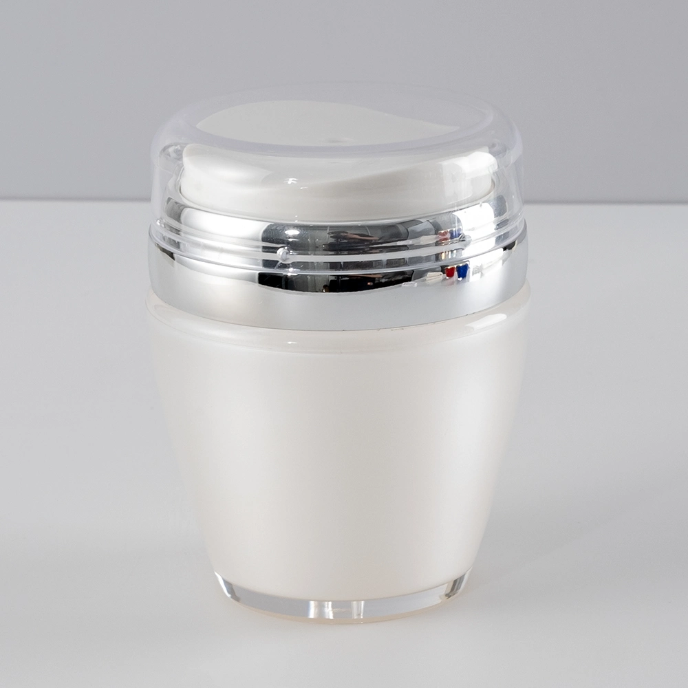 Competitive Price 30ml OEM PP as ABS Silvery Plastic Transparent Cream Vacuum Airless Press Jar with Lid