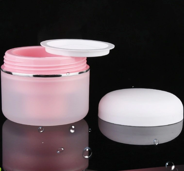 30ml 50ml 100ml Pink Color Matte Finish Frosted Container PP Plastic Skincare Cream Jar with Silver Ring