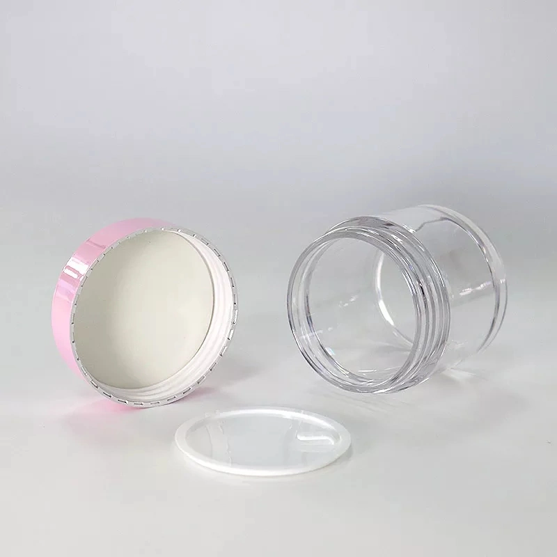 Custom Clear Empty Cream 1oz 3 2 Oz 4oz 8oz 30g 100g 120g 250g Pink Gold White Body Scrub Pet Cosmetic Plastic Jar with Lip Cap