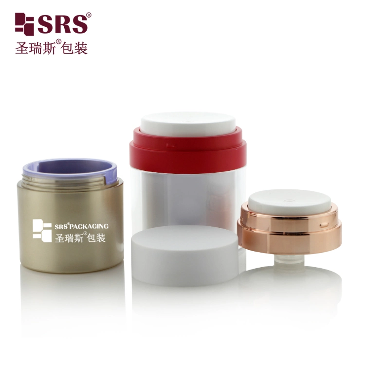 SRS Packaging Eco-freidly Reusable Refilled Round Clear Plastic Airless Cosmetic 15g 30g 50g 100g 240g Rechanged PCR PP inner Cream Jar