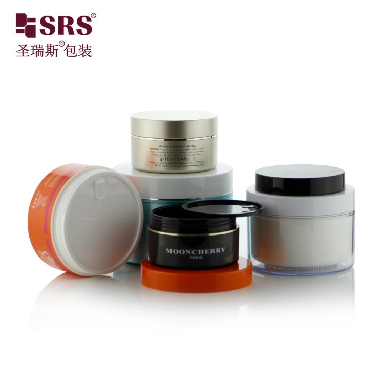 SRS Cosmetic Packaging Eco Friendly 3g 5g 10g 15g 30g 50g 80g 100g 150g Gold Airless Clear AS PETG PET Food Grade Skincare Facemask Cream Nail Hair Plastic Jar