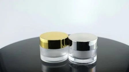 Auf Lager Gold Klar 50g 50ml Frosted Skincare Kleine Gesichtscreme Benutzerdefinierte leere Lippenbalsam Peeling Acryl Haustier Glas Kosmetik Kunststoffverpackung Cremetiegel Topf Flaschenbox