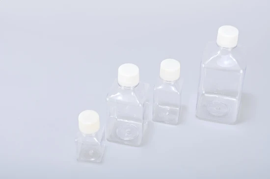 Laborausrüstung liefert sterile PETG-Zellkulturflasche für Haustiere, Medienflasche, Blutserum, quadratische Flasche