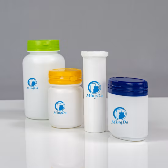200 ml HDPE-Kunststoff-Wellpappe, bunte Lebensmittelverpackungsflasche mit Doppelverschluss für pharmazeutische/medizinische Lebensmittel, 6 Unzen