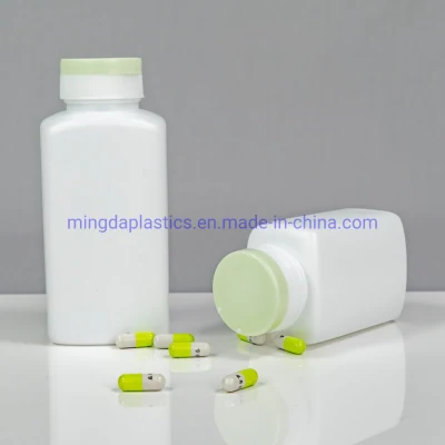 HDPE 300 ml hochwertige, quadratische Kunststofftabletten mit Klappdeckel/Lebensmittelverpackung, Medizinflasche